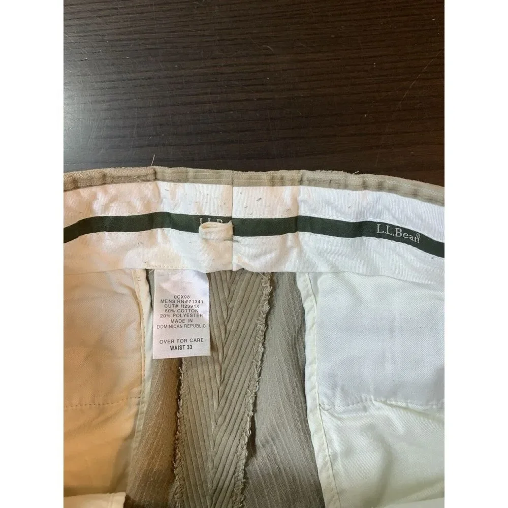 VTG LL Bean Classic Preppy Wide Wale‎ Corduroy Pants 33x25.5 Khaki Neutral 0cx98